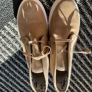 Tory burch Suede lace up ankle sneakers tan color worn 2x size 9